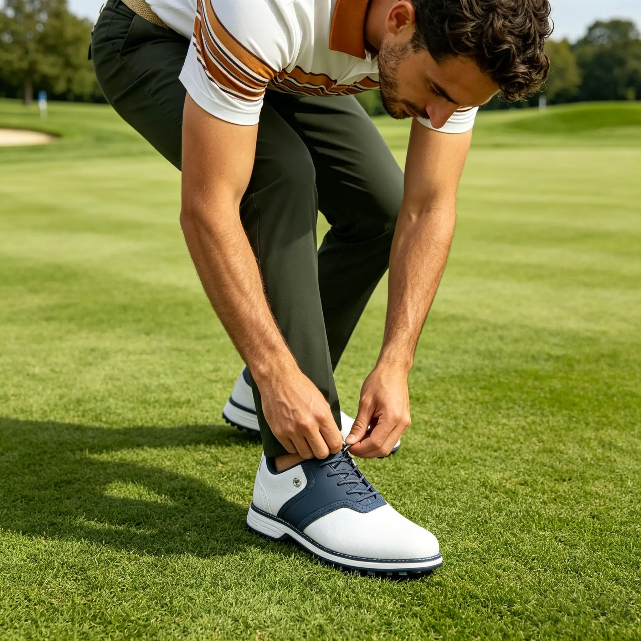 Men’s golf shoes — professional no-stud, comfortable walking shoes suitable for golfers; non-slip outdoor athletic shoes and casual shoes, ideal for walking on golf courses.