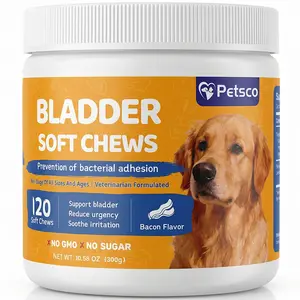 Petsco Urinary Soft Chews for Dogs Pet Treats with Cranberry D-Mannose & Astragalus for Kidney Bladder Health Immune Function Premium,120 Counts,Prevention of bacterial adhesion,Support bladder Reduce urgency Soothe irritation,Bacon Flavor