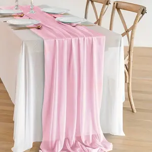 1-piece set, blush tulle table runner and tablecloth decoration, elegant solid-color blush party table decoration, chic Bali-style rustic wedding table runner, suitable for birthday, party, and wedding decorations, Dining Table Centerpiece