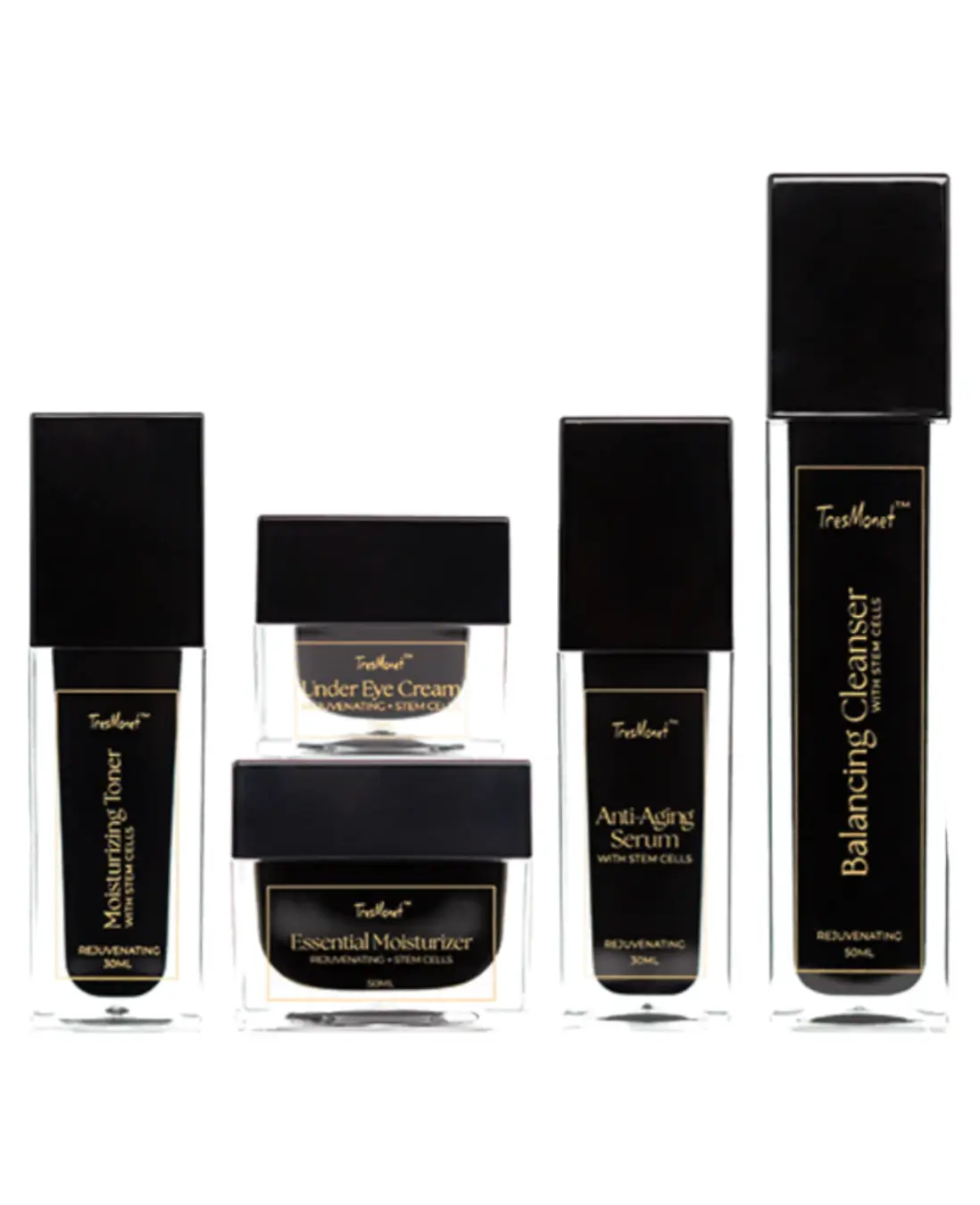[TresMonet] Essential Rejuvenating System | Includes Cleanser, Toner, Anti Aging Serum, Moisturizer, Under Eye Cream
