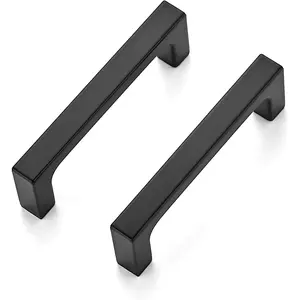 Square Cabinet Handles 10 Pack, Solid Flat Kitchen Cabinet Pulls Drawer Pulls Kitchen Cabinet Hardware, 3 Inch, Matte Black