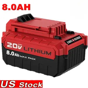 New 8Ah for PORTER CABLE 20 Volt Lithium-Ion Battery 20V Max countC680L countC685L Genui