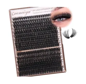Geeneiya Volume Lash Clusters Eyelash Clusters DIY Lash Extension D Curl Eyelash Extensions,10-14mm Eye Corner Individual Eyelashes and 16-18MM Cluster Lashes