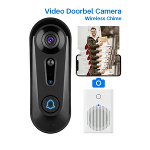Wireless video doorbell, day and night high-definition 1080P, home security doorbell automatically captures photos, two-way intercom, mobile detection to push messages via mobile APP, IP65 waterproof for outdoor use, easy to install
