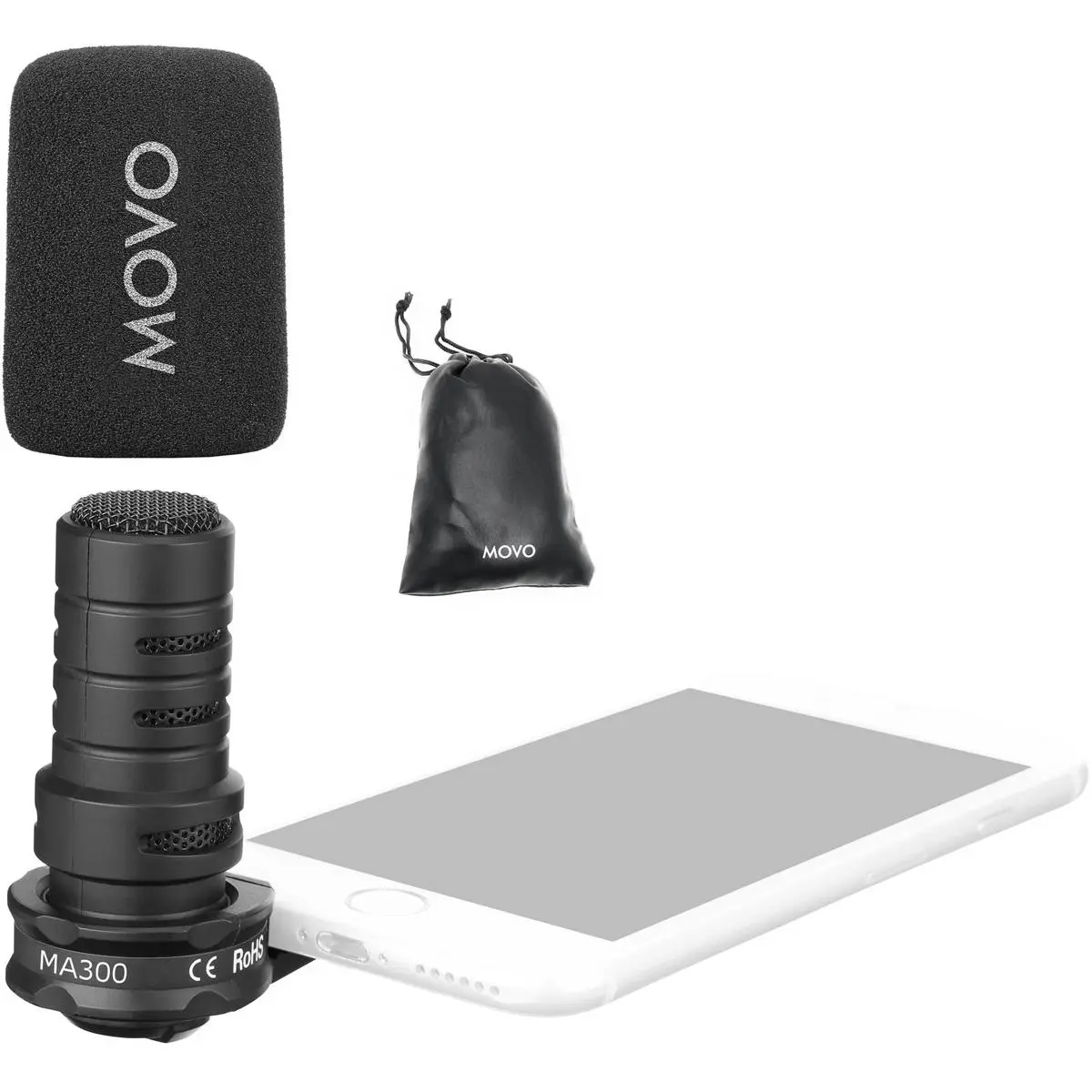 Movo Photo MA300 Compact TRRS Omnidirectional Audio Microphone - 3.5mm TRRS Jack, for Smartphone, Camera & Photography Device Recording