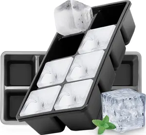 Silicone Large Ice Cube Tray, Big Square Ice Mold for Whiskey & Cocktails, Easy Release Freezer Ice Cube Maker