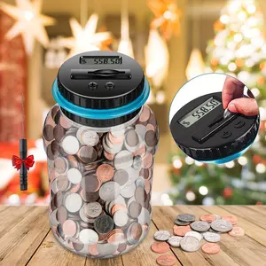 Digital Counting Money Jar, 1 Count Automatic Coin Counter without Battery, Coin Storage Box for Home Office School, Ideal Gift for Friend & Family