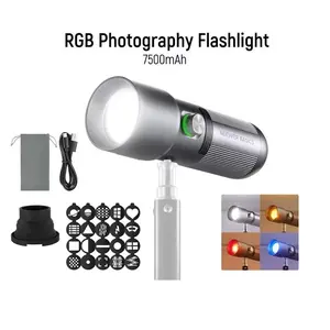 NEEWER BASICS FL10 LED Photography Flashlight with 4 Colors/20 Gobo Filters/7500mAh, 10W Portable LED Video Spotlight