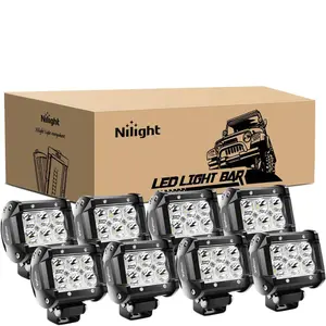 Nilight LED Pods 8PCS 18W 1260lm Spot LED Light Bar Driving Fog Light Off Road Lights Work Light 24V 12V for Motorcycles Van Camper Wagon Car Pickup ATV UTV SUV Beam Headlight