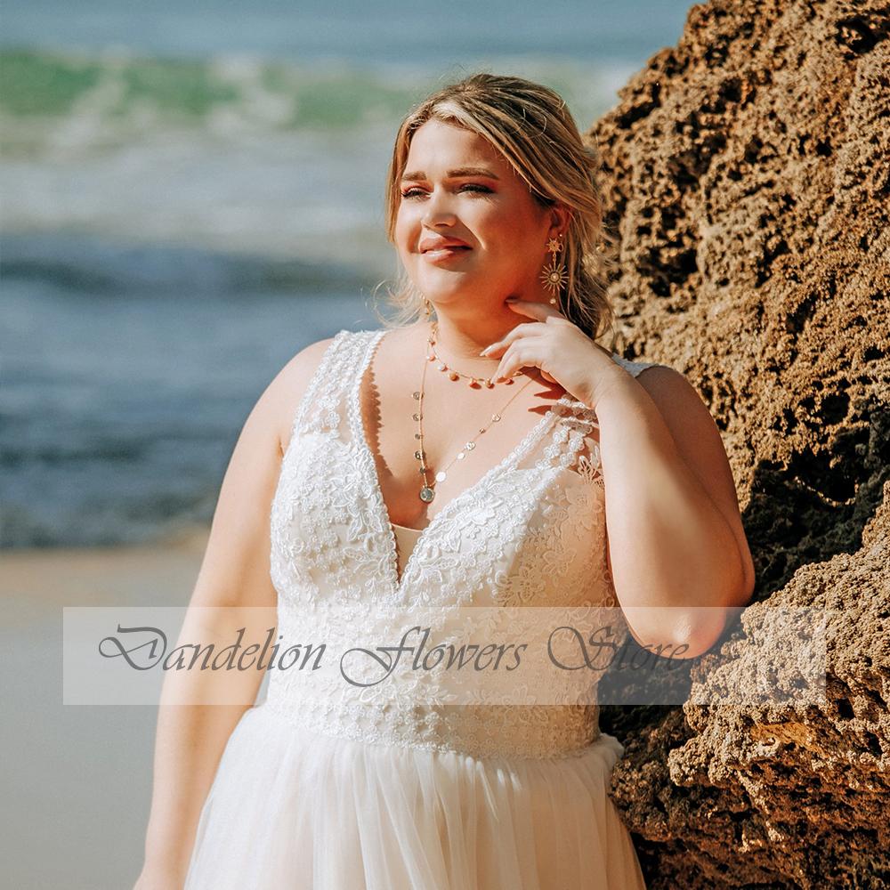 Classic Wedding Dresses Plus Size 2025 Women V-Neck Sleeveless Lace Up Bride Gowns Tulle A-Line Sweep Train فستان حفلا