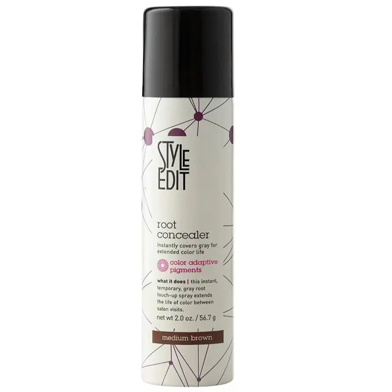 Style Edit Medium Brown Temporary Root Concealer Hair Spray - 2.0 oz, Gray Hair Coverage for Apricot Blonde Balayage, Instant Wash-Out Salon Haircare, Quick-Drying Formula
