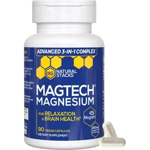 Magtech Magnesium Complex with L-Threonate Glycinate & Taurate 200mg Chelated Magnesium for Relaxation Focus Sleep and Brain Health 90 Capsules Healthcare Fitness Dietary Edible Vitamin