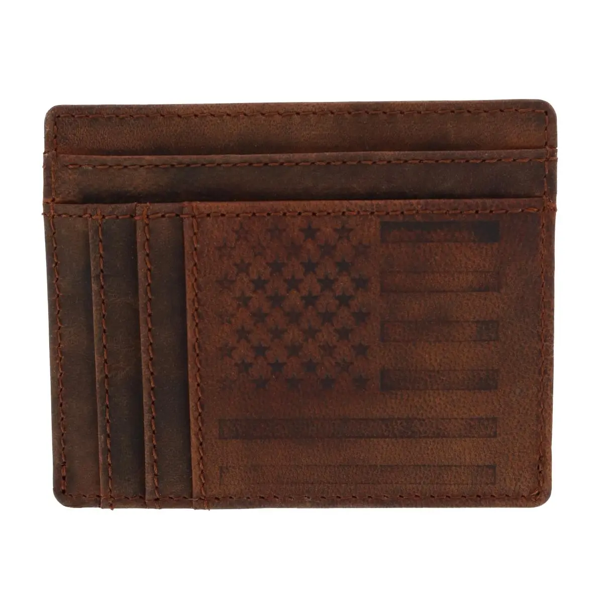 J. Buxton Men's Leather US Flag Front Pocket Get Away Wallet, Front Pocket Wallets