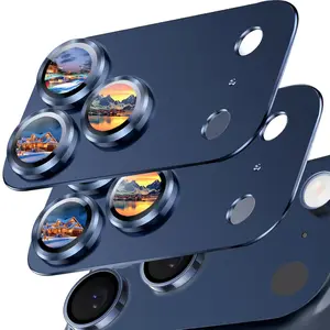 2 Pack iPhone 17 Pro Max Camera Lens Protector – Metal Aluminum Tempered Glass, Military Grade, Case Friendly, Silver