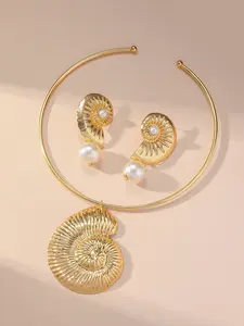 Women's Alloy Necklace & Earrings 3-Piece Set — Ocean-Themed, Perfect for Summer Vacations, Lightweight & Affordable Jewelry Gift for FriendsIn The Caribbean Sea Choker Silver