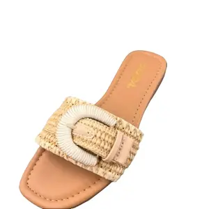 WOMENS RAFFIA BUCKLE SLIDE SANDAL SARAH-S