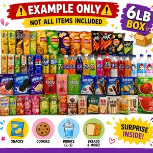 6LB Best Value Asian Snack Box Sweet & Savory Ramen Drinks Multipack Wide Selection Variety Delights Inclusive Snacks Random Surprise Set Noodle Dessert Candy Full-Size
