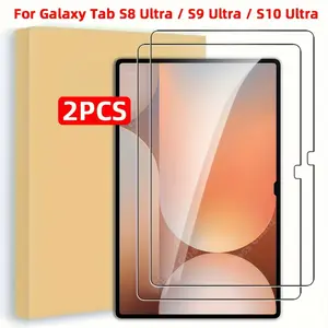 2-piece set suitable for Samsung For S8 Ultra 14.6-inch S9 Ultra 14.6-inch S10 Ultra 14.6-inch high-quality high-definition tempered glass screen protector, scratch resistant, fingerprint resistant, smooth surface