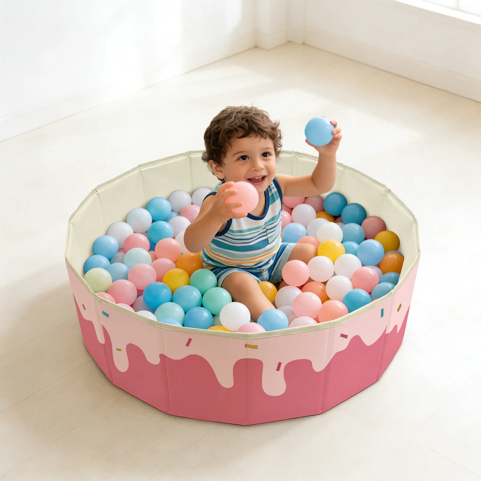 1Pc Donut-Shaped Foldable Ball Pit (Balls Not Included), Suitable For Children And Pets, Usable As A Crawling Playpen, Ball Pit, Playhouse, Outdoor Play Fence, Boys'/Girls' Castle, And Tossing Game Toy Pool