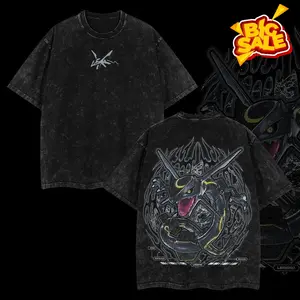 "Rayquaza" Vintage Unisex Oversize Anime Manga Acid Washed Heavyweight Cotton T-shirt, graphic tee,anime lover , outfits men Clothes Menswear