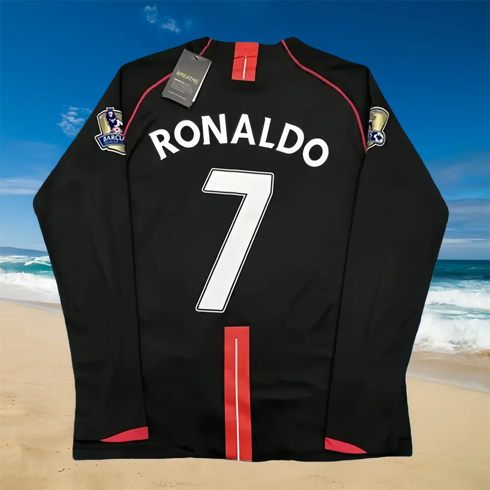 07 08C7 Away Black Long Sleeve Vintage Fan Edition Jersey