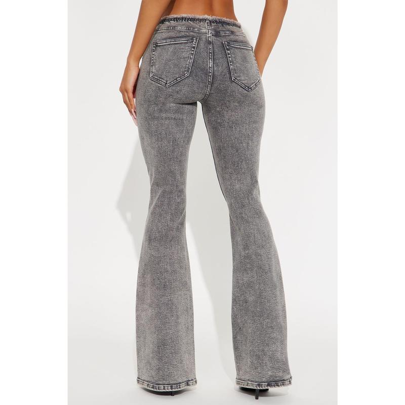 Highly Motivated Low Rise Flare Jeans - Dark Grey