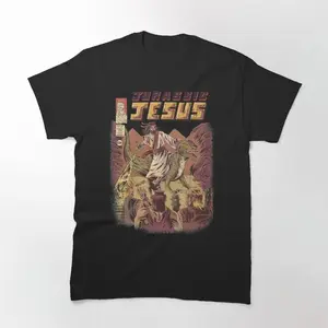 JURASSIC JESUS ​​Classic Essential Graphic Tee T-shirt - Unisex Streetwear Sport Style, Vintage Baseball Shirt, Gift for Women, Gift for  Men