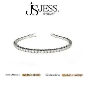 [#401] Unisex Synthetic Moissanite Tennis Bracelet, 2mm, 3mm, 4mm, 5mm, 925 Sterling Silver, Perfect Anniversary Birthday Gift for Women Men