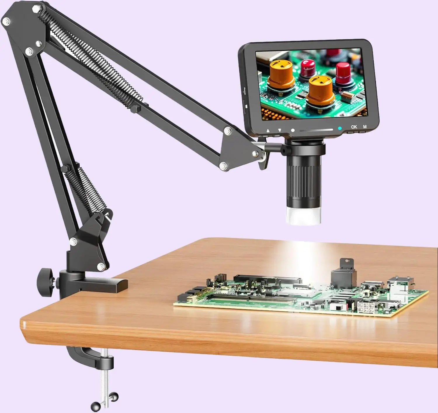 5" LCD Digital Soldering Microscope for PCB Repair with C-Clamp