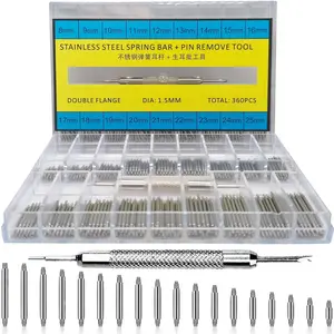 Swiilpo 360 count (8-25mm) Watch Band Pins, Professional Watch Spring Bar + Bands Strap Link Pin Remover Tool, Suitable for  Kinds of Stainless Steel Watch Pins for WatchmakerQuesear