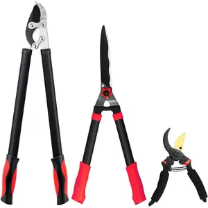 Loppers Hedge Shears & Pruners Combo Set 3-Piece Hedge Clippers, Heavy Duty Tree & Shrub Care Kit for Yard, Lawn & Garden, Professional Branch Cutter Tree Trimmer for Indoor & Outdoor Gardening weed remover