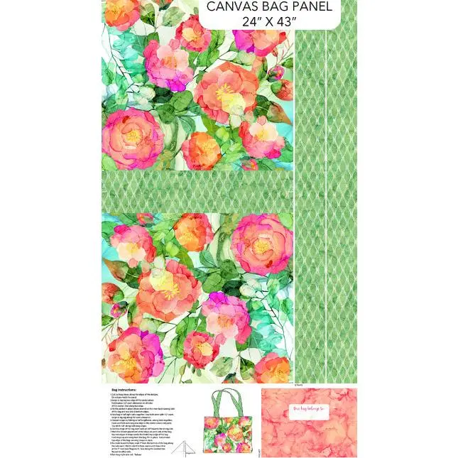 Fabric Northcott Veranda 24x43" Canvas Bag Panel C28396-10