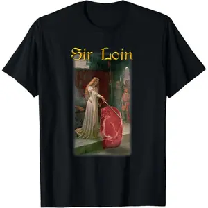 Sir Loin Medieval Steak T-Shirt, Funny Knighting Meat Graphic Tee, Vintage Food Pun Humor Shirt for Men