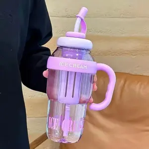 Ice Cream Tumbler Cup with Straw – Cute Double Wall Drinking Bottle