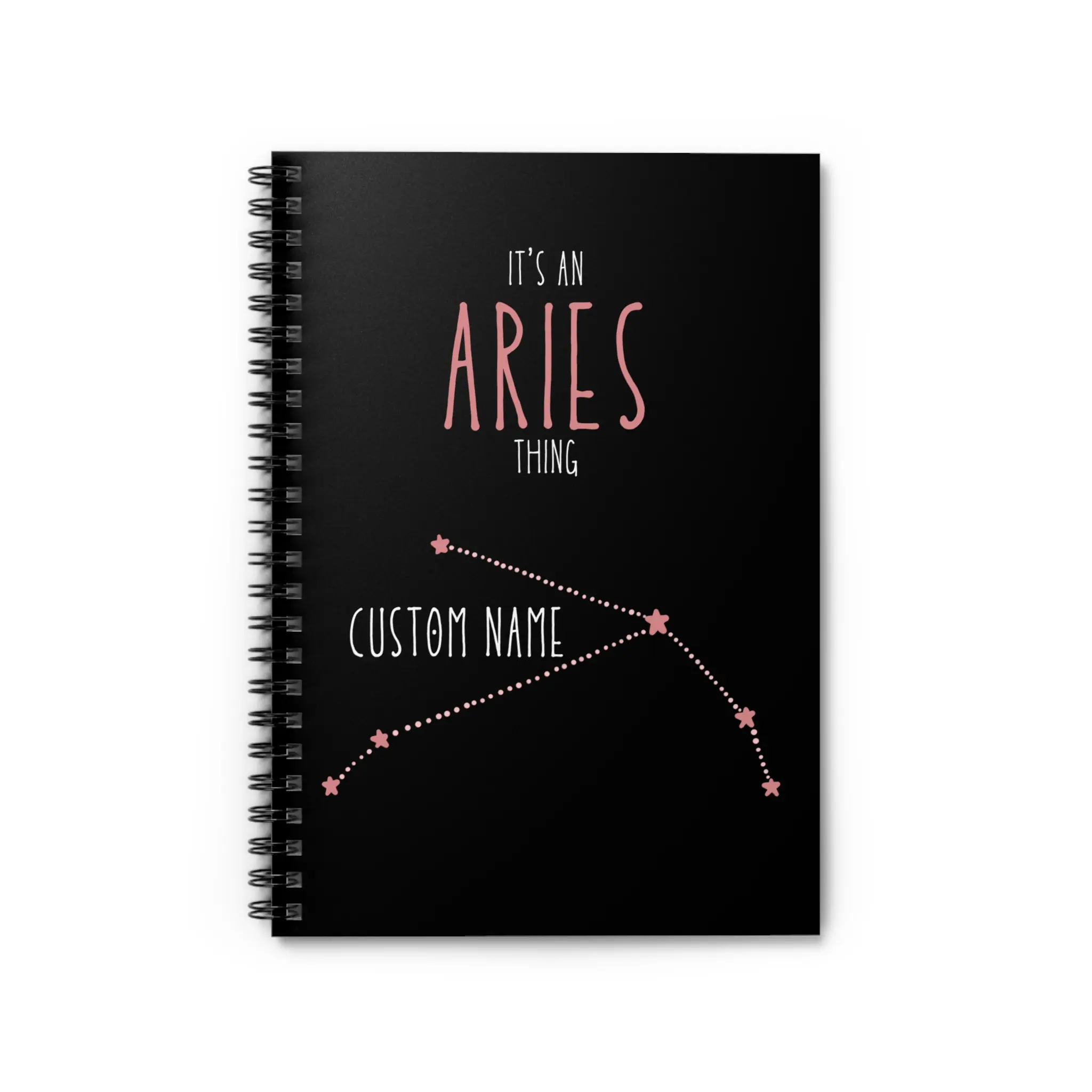 Aries Zodiac Spiral Notebook - Perfect for Astrology Lovers, Gift for Aries', Custom Name Journal, Birthday Gift, Personalized Notebook