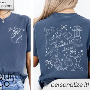 Comfort Colors Personalized Baseball Shirt, Baseball Girlfriend Shirt, Baseball Mama Shirt