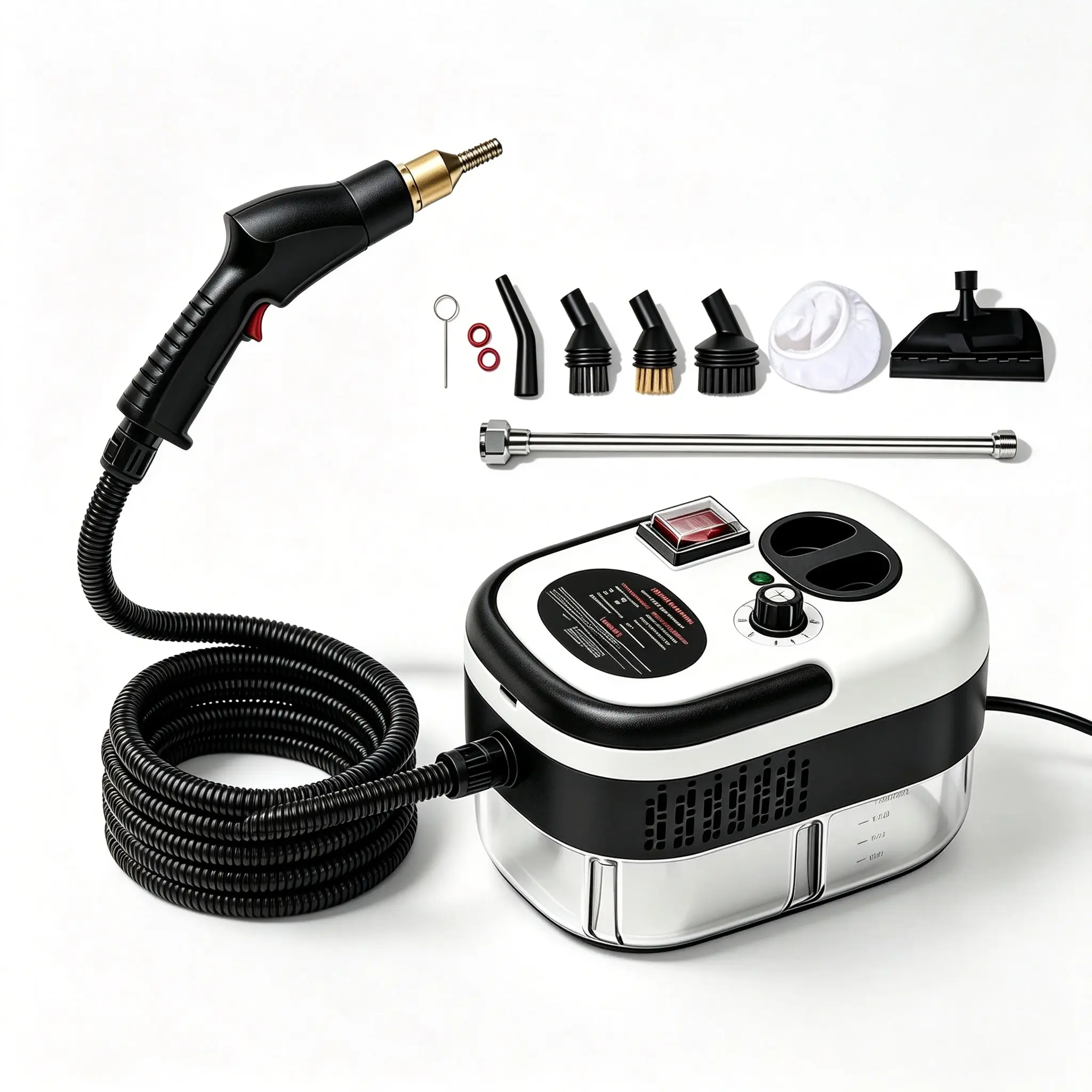 Portable Handheld Steam Cleaner, High Temperature Pressurized Steam Cleaning Machine with Brush Heads for Kitchen Furniture Bathroom Car, 110V
