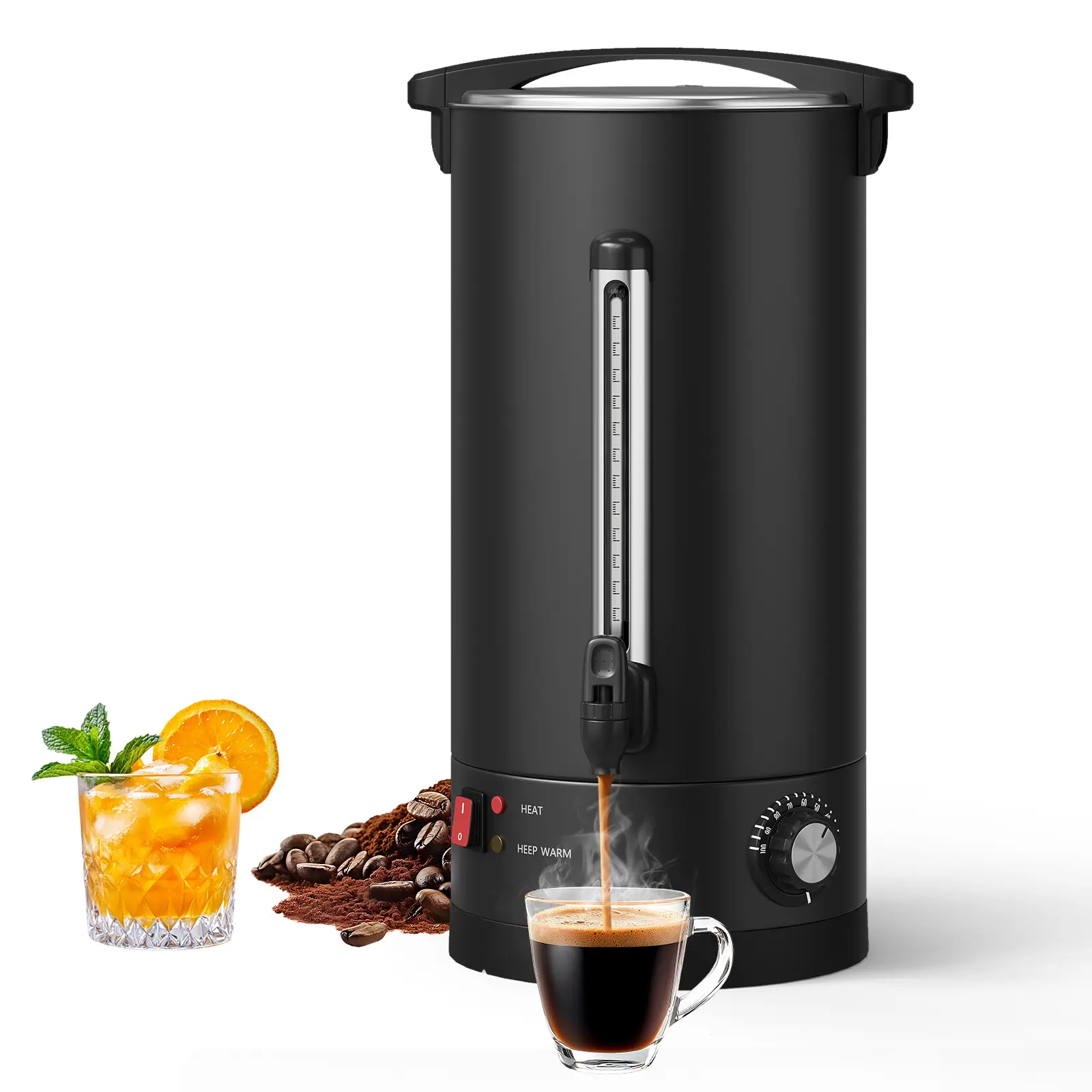 12/14/18 L Coffee Urn – Double Wall Commercial Coffee Maker for Buffet, Catering, Wedding, Gathering – Large Capacity Hot Coffee Dispenser, Stainless Steel Hot Water Urn – Black