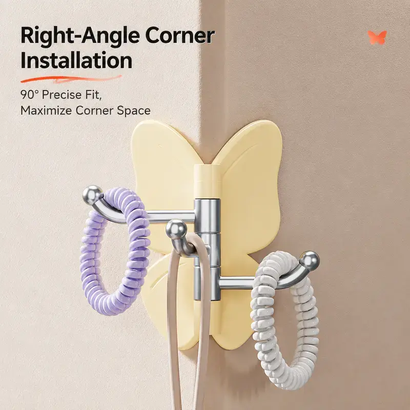 Rotating Butterfly Hooks – Adhesive Wall Organizer for Towels, Bags, Hats & Keys | No Drilling Required
