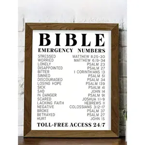 SHEIN 1pc Bible Verse Emergency Numbers,Art Hanging Picture, Bible Verse Wall Art - Inspirational, Spiritual Typography Wall Print - Gifts For Women And Men, Festival Decor Home, Unframed