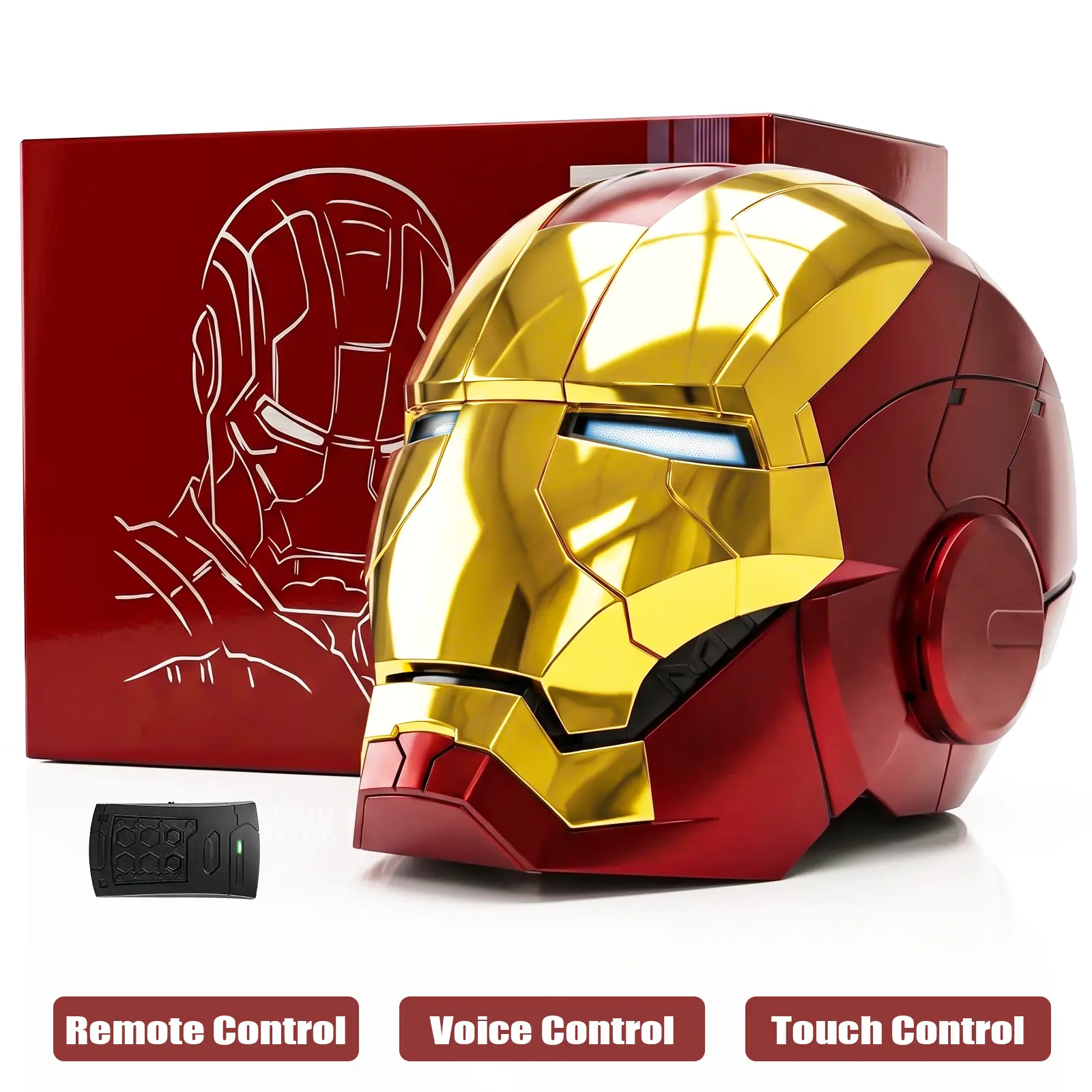 Marvel Iron Man Wearable Electronic Helmet, ABS Plastic Construction, Voice, Remote, and Touch Control, with LED Eyes, for Adult Cosplay and Display