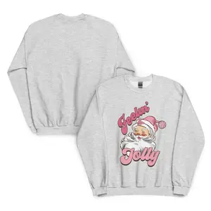 Feeling Jolly Santa Sweatshirt for Women – Cute & Cozy Christmas Crewneck – Festive Holiday Outfit Ready to Ship Womenswear Sweater
