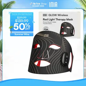 INIA GLOW Wireless LED Face Mask-with Red Light Therapy, 2-Year Warranty, Portable and Rechargeable for LED Facial Mask Skincare at Home and Travel, Mother's Day Special Gift