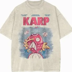 Jaws x Magikarp Shirt, Poke Shirt, Anime Shirt, Vintage Graphic Tee Unisex Size S- 3XL, Menswear Top, Womenswear Top, Casual Cotton Crewneck Short Sleeve Streetwear 7Z3 OGP