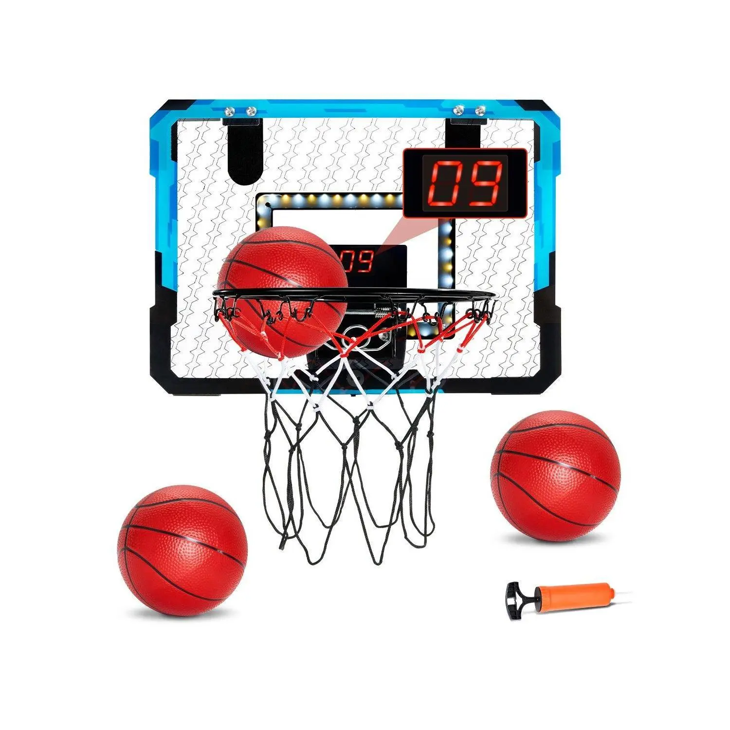 【SummerFinds】Kids Basketball Hoop with LED Lights & Audio Scoreboard Indoor Basketball Hoop