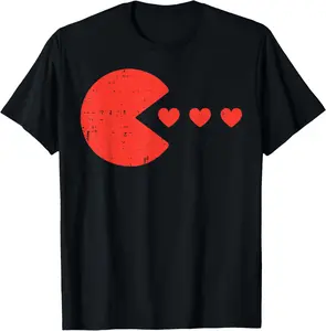 [100% Cotton]Valentines Day Gamer Eating Hearts Men T-Shirt Women Tshirt