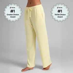 Comfrt | Rib Contour Pant | Ribbed Straight Leg Lounge Pants for Women, Soft Casual Bottoms
