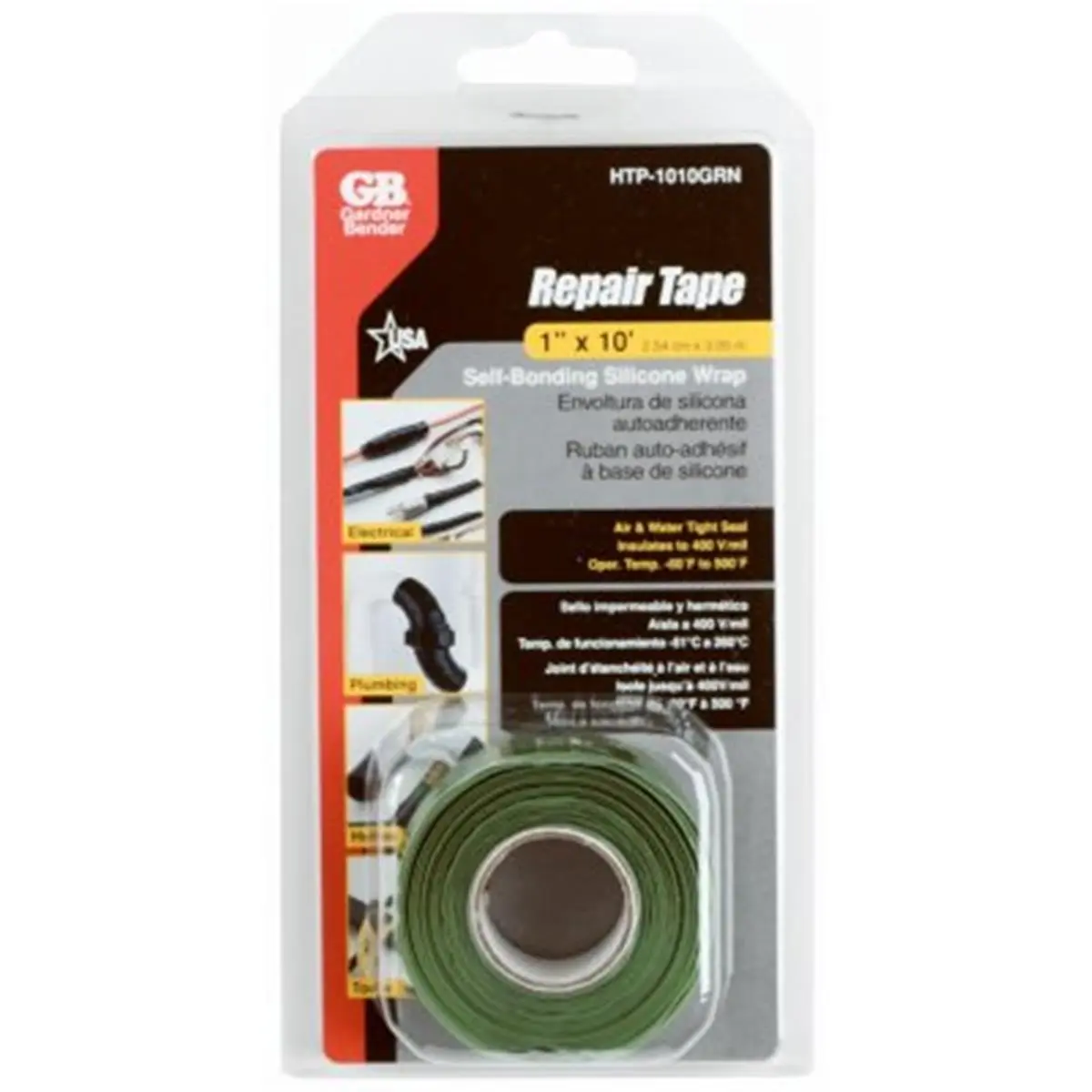 212 MAIN Self-Sealing Silicone Repair Tape, 1 in x 10 ft Green, High Temperature Resistant, 400V Insulating, DIY Scrapbooking & Stamping Fix Tape, Inches, Feet