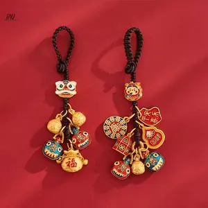 Chinese Style Fortune God Keychain Pendant, Oriental Design Car Key Ring, Phone Bag Decoration, Lucky Charm Accessory, Stylish Keychain