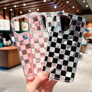 Checkerboard Pattern Phone Case, Anti-drop Decorative Phone Protector Cover, Phone Accessories Compatible with iPhone 16 14 13 Pro Max 12 Pro 11 XR XS, Casing